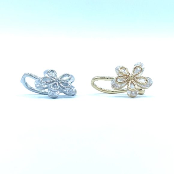 CZ Flower 24 KT Gold Plated Nose Cuff Fake Nose Rings No Piercing Jewelry - Picture 5 of 5